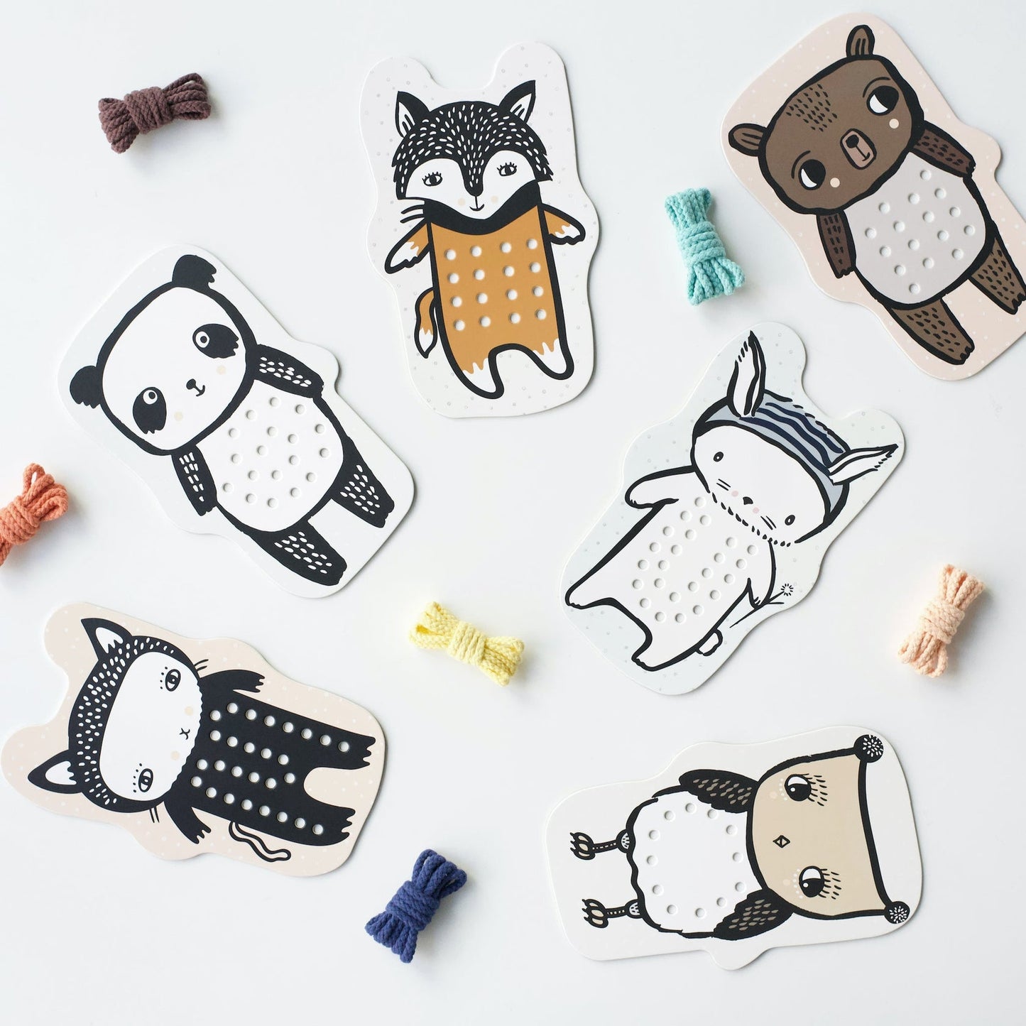 lacing cards- baby animals