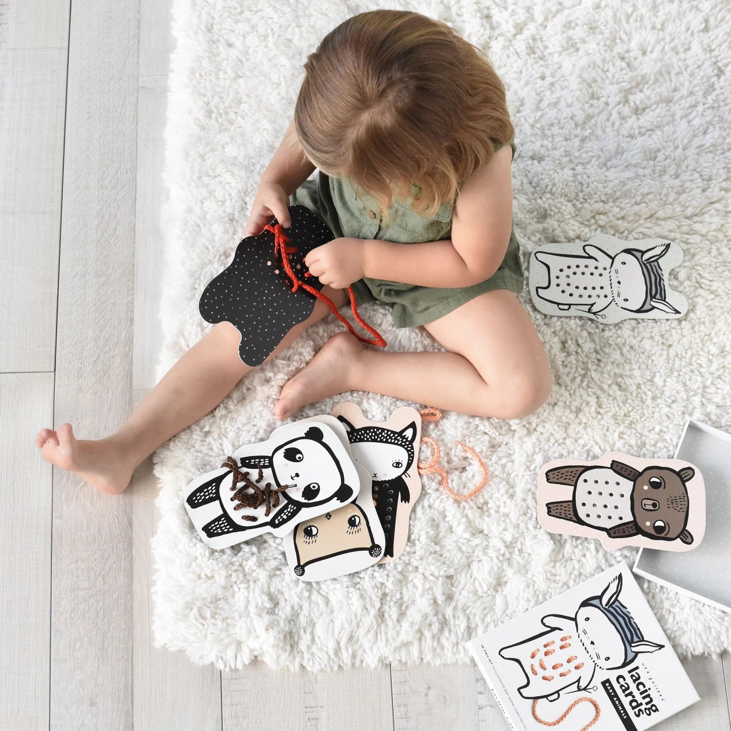 lacing cards- baby animals