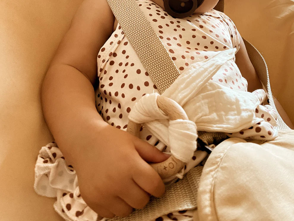 crinkle bunny ears wooden ring teether