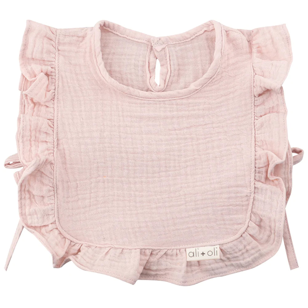 muslin ruffle bib