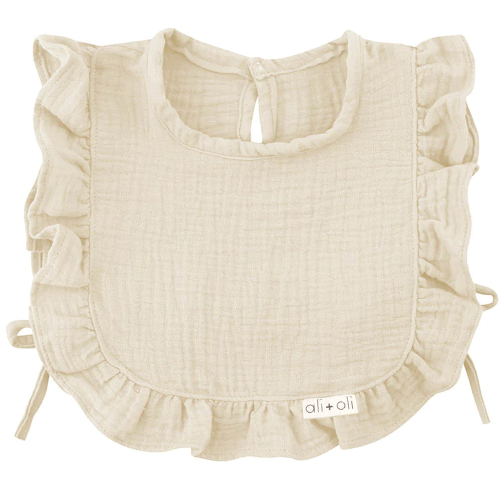 muslin ruffle bib