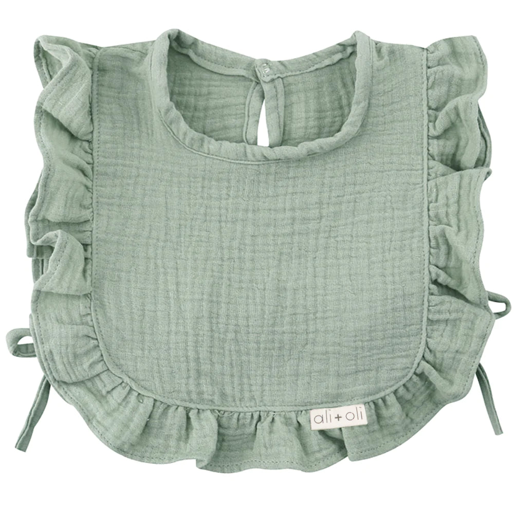 muslin ruffle bib